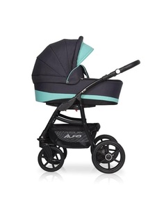Коляска 2 в 1 Riko Basic Alfa Ecco графит-бирюзовый 04