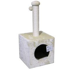 Домик для кошек Pet Choice с когтеточной и игрушкой, бежевый, 30х30х57 см