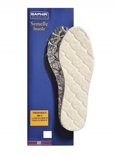 Стельки для обуви из шерсти Saphir Semelle Insole Thermique 100% Laine Aluminium р.36