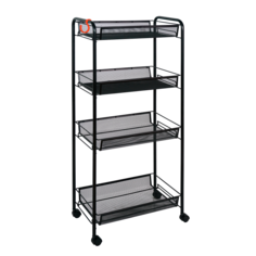 Этажерка для хранения "Ладья 24 К" на колесиках, черный ЗМИ