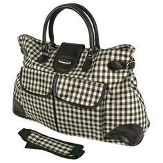 Дорожная сумка Polar 6089д черная/коричневая/синяя в клетку 61 x 35 x 18