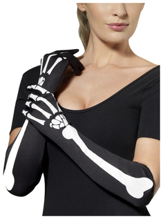 Длинные перчатки с изображением костей Fever