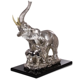 Скульптура "Слониха со слоненком", посеребрение матовое Exetera Argenti