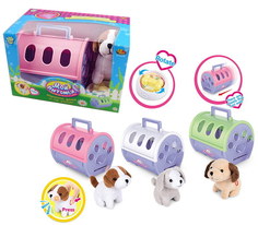 Мягкая игрушка Junfa toys Мой питомец Cобачка в переноске с аксессуарами, в ассортименте