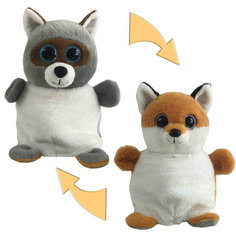 Мягкая игрушка Junfa toys Перевертыши Лиса/Енот, 16 см