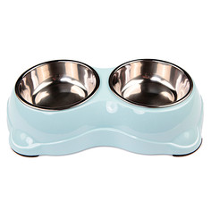 Двойная миска для кошек Bobo, пищевой пластик, голубой, 0.3 л Bo&Bo