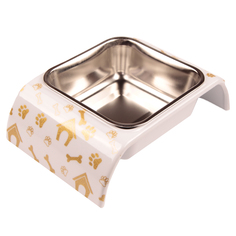 Одинарная миска для кошек и собак Bobo домик, металл, пластик, белый, 0.4 л Bo&Bo