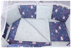Бортик в кроватку 12 предметов (12 подушек-бортиков) AmaroBaby ЛИСИЧКИ (синий)