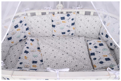 Бортик в кроватку 12 предметов (12 подушек-бортиков) AmaroBaby КОСМОС (белый)