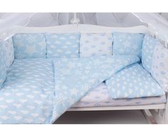 Бортик в кроватку 12 предметов (12 подушек-бортиков) AmaroBaby ВОЗДУШНЫЙ (голубой,бязь)