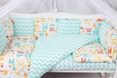 Бортик в кроватку 12 предметов (12 подушек-бортиков) AmaroBaby ЖИРАФИКИ (поплин)