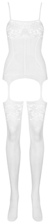 Комбинезон на тонких лямочках с имитацией чулок белый S/M/L Obsessive