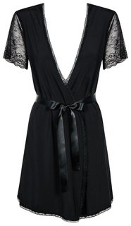 Полупрозрачный пеньюар с кружевными рукавчиками черный L/XL Obsessive