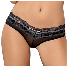 Кружевные полупрозрачные трусики-шортики черный S/M Obsessive