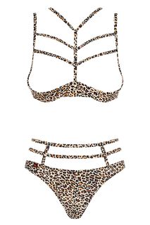 Пикантный комплект Selvy с открытой грудью, леопард, L-XL, Obsessive