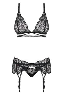 Обольстительный комплект белья Mixty с поясом для чулок, черный, L-XL, Obsessive