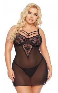 Полупрозрачная сорочка Soft Line Aldona XL черная
