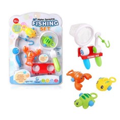 Игрушка для ванной. Рыбалка: удочка, сачок, держатель и 3 фигурки морских обитателей Junfa Toys