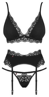 Комплект белья Arisha с поясом для чулок черный L-XL Obsessive