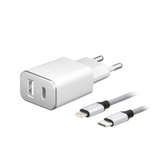 Сетевое зарядное устройство Deppa DEP-11390, 1xUSB; 1xUSB Type-C, 3 A, white