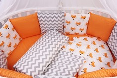 Бортик в кроватку 12 предметов AmaroBaby LUCKY (оранжевый,поплин/бязь)