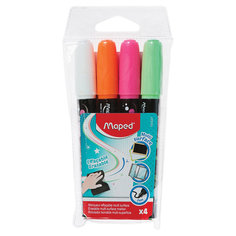 Маркеры смываемые для любой поверхности Maped линия 2 мм 4 цвета 743547