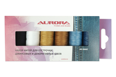 Набор ниток для отстрочки джинсовых и декоративных швов Aurora AU-N80C