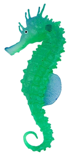 Декорация для аквариума JELLY-FISH Морской конек светящийся, силикон, зеленый, 10х4х2 см