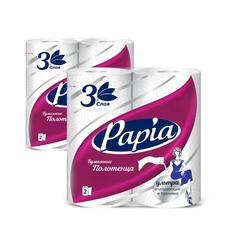 Бумажные полотенца PAPIA 3 слоя 2 рулона 1/2 листа в наборе 2шт