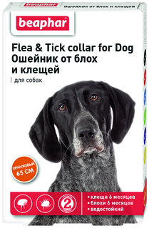 Ошейник для собак против блох, клещей Beaphar Flea & Tick оранжевый, 65 см