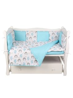 Комплект в кроватку 15 предметов подушек-бортиков AmaroBaby Ежики бязь