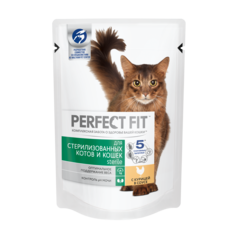 Влажный корм для кошек Perfect Fit Sterile, для стерилизованных, с курицей в соусе, 85г