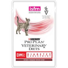 Влажный корм для кошек Pro Plan Veterinary DM для кошек при диабете, говядина, 85г