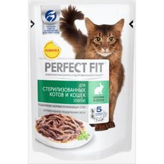 Влажный корм для кошек Perfect Fit Sterile, для стерилизованных, с кроликом в соусе, 85г
