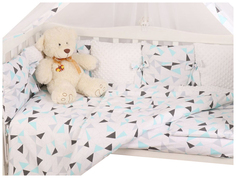 Бортик в кроватку AmaroBaby Exclusive Soft Collection. Треугольники 12 предметов