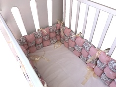 Бортик в кроватку KERTEX KITTY PINK Бонбон, 6 предметов