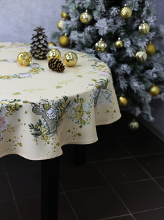 Новогодняя Скатерть овальная "Мистерия Рождества" 220*150 см Skatertishop