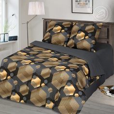 Постельное белье "Альберт 509" (золото на черном) 2-спальное с европростыней Артпостель
