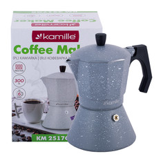 Кофеварка гейзерная 300мл (6 порций) с индукционным дном (серый мрамор) Kamille