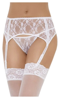 Комплект из кружевного пояса и трусиков-стринг белый S/M SoftLine