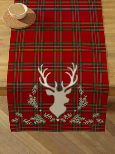 Дорожка на стол 45х140 см Новогодний олень красная sfer.tex 1007180