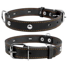 Ошейник для собак повседневный Collar, обхват шеи 32-40 см, кожа, металл, черный