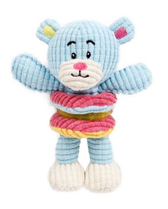 Мягкая игрушка для собак Ebi медвежонок с кольцом, голубой, длина 18 см