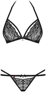 Комплект из яркого ажура черный L/XL Obsessive