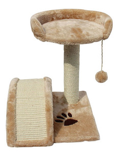 Комплекс для кошек MAJOR с лежанкой, игрушкой и дугой, бежевая, 45х35х35см