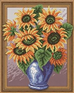 Алмазная вышивка Painting Diamond Ваза с подсолнухами, 40x50 см