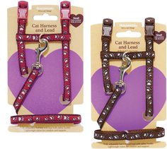 Шлейка для грызунов с поводком Rosewood Рисунок лапка , грудь 25-41см