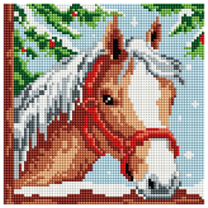 Алмазная мозаика на подрамнике "Белогривая лошадка", квадратные элементы Белоснежка