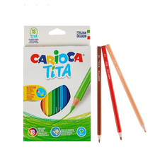 Набор карандашей цветных пластиковых Carioca TITA 18 цв, в карт коробке с европодвесом (ше