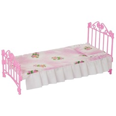 Кроватка розовая с постельным бельем ОГОНЕК.